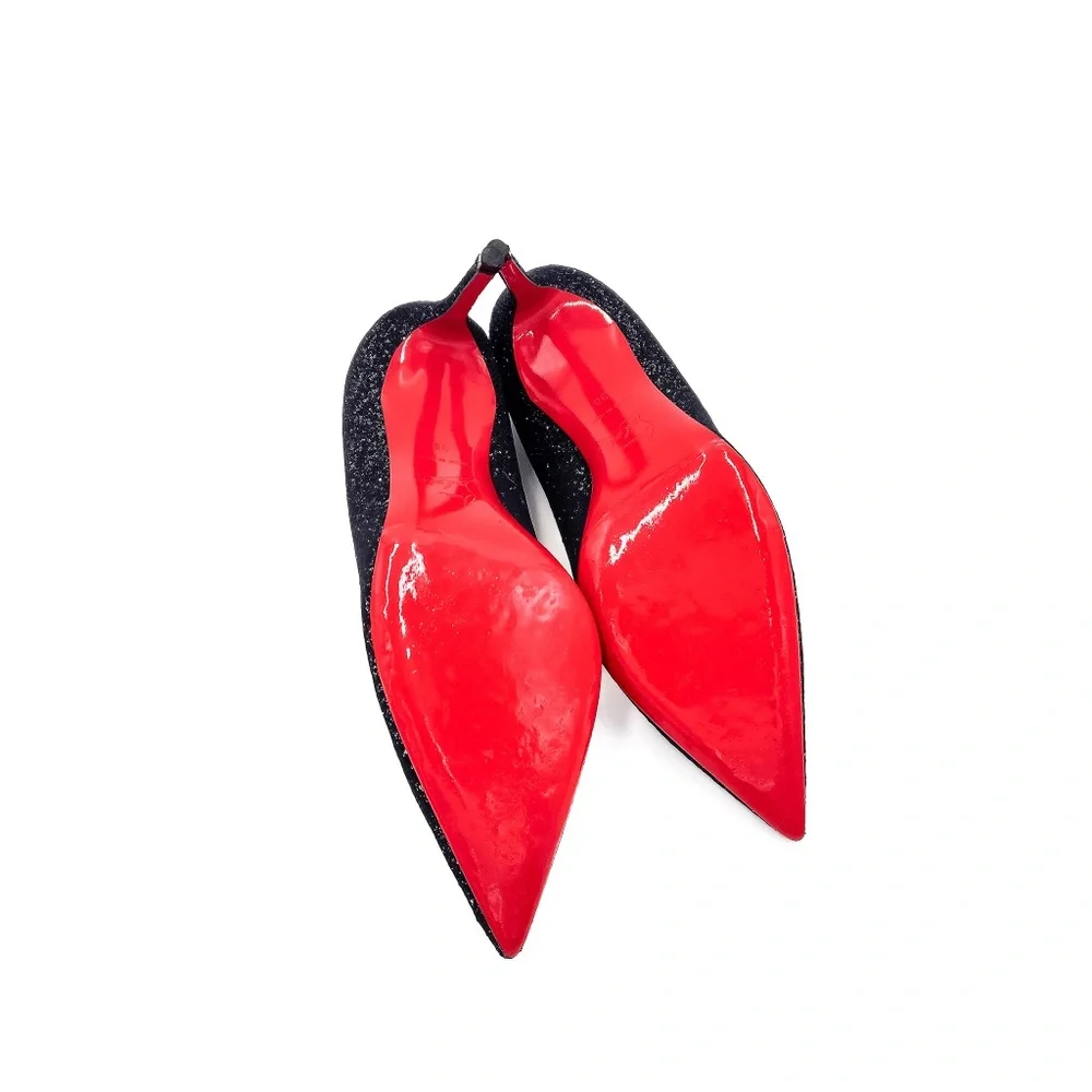 Christian Louboutin Black Glitter Mesh Pumps Heels EU 38 - Picture 8 of 8